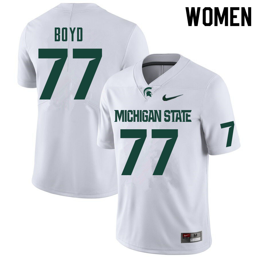 Women #77 Ethan Boyd Michigan State Spartans College Football Jerseys Sale-White